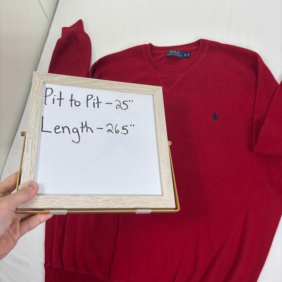 Polo Ralph Lauren Red Crewneck Sweater Men's XL Sweatshirt Embroidered Pony - Picture 5 of 5